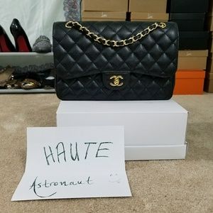 New Authentic Chanel Jumbo Gold HW Black Caviar
